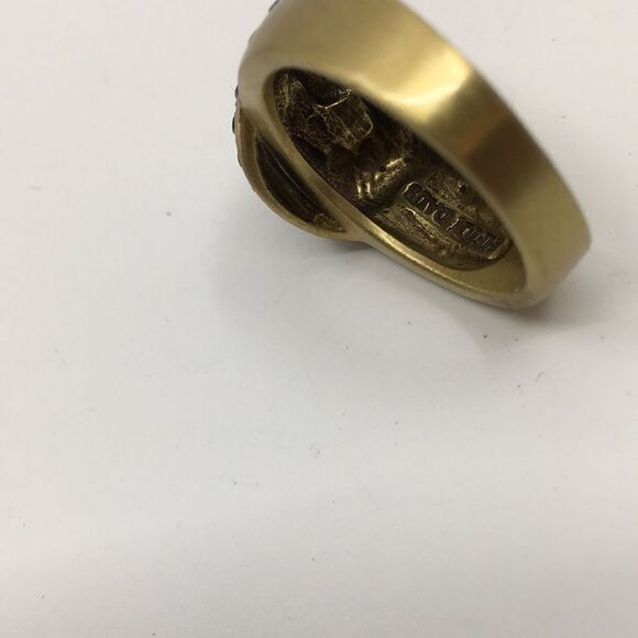 Heidi Daus size 11 3/4 Bold & Beautiful Statement Ring Brushed Gold Tone Black - Picture 11 of 16